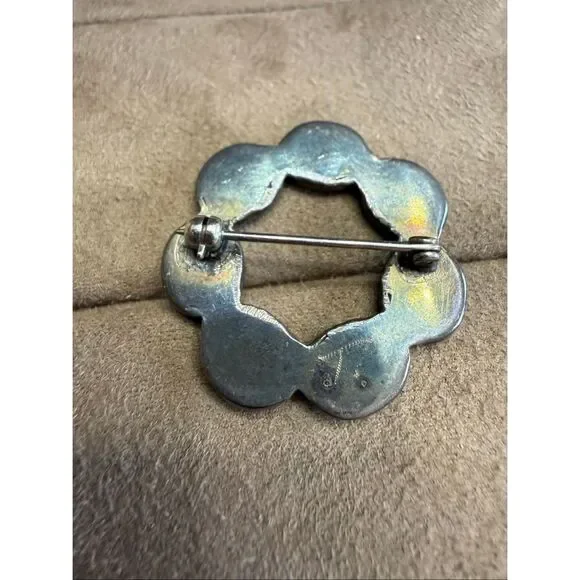 Vintage Native American Sterling Silver & Turquoise Pendant Brooch EXCELLENT - Picture 4 of 8